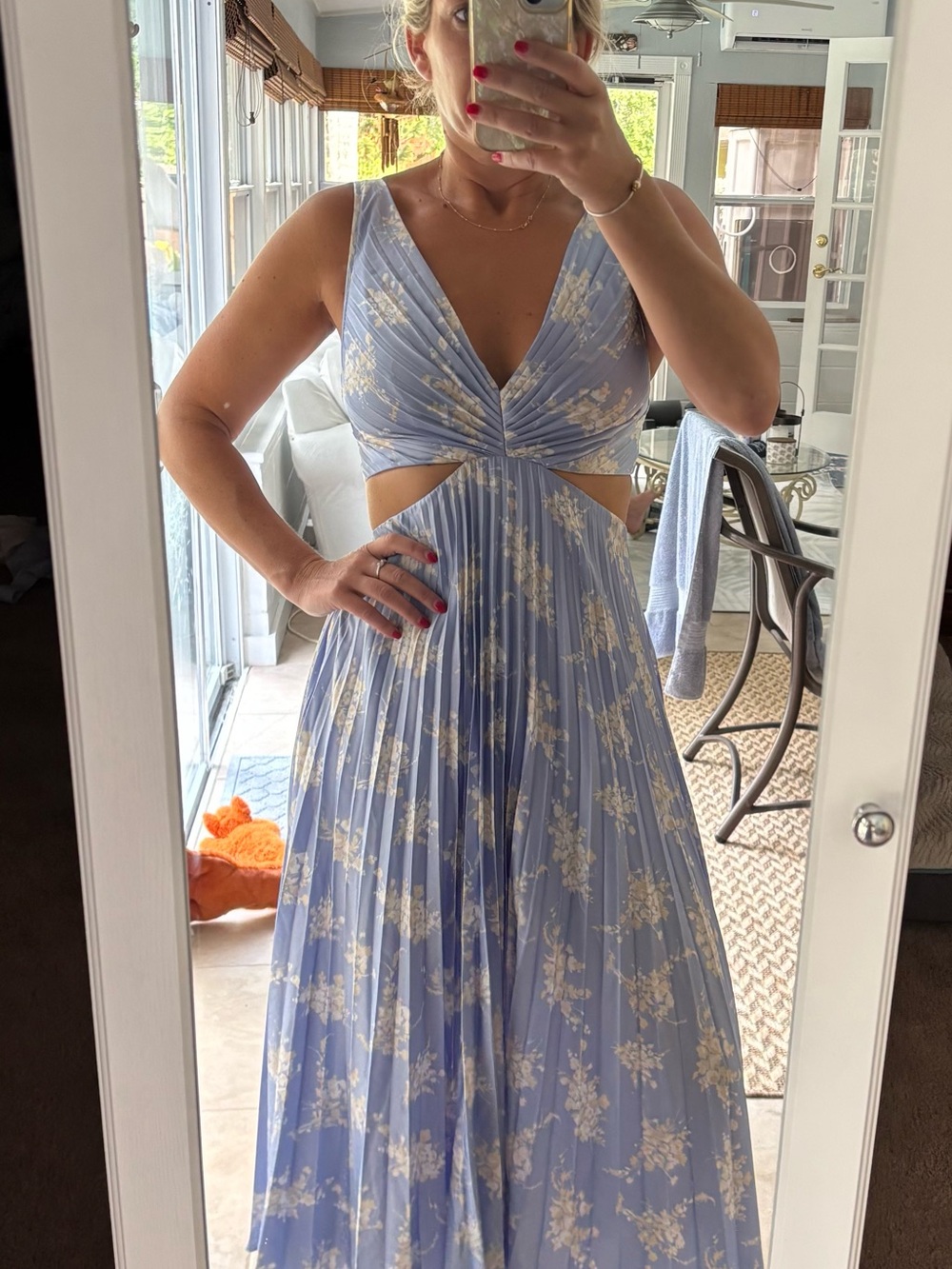 Abercrombie Light Blue Floral Cutout Maxi Dress